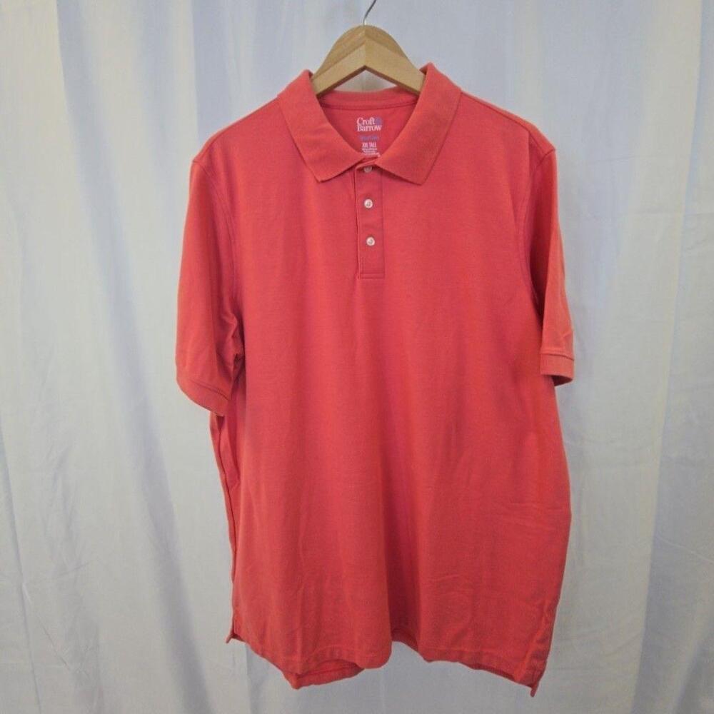 Croft & Barrow Polo Shirt Mens 2XL Tall Red Easy Care Knit Short Sleeve Casual